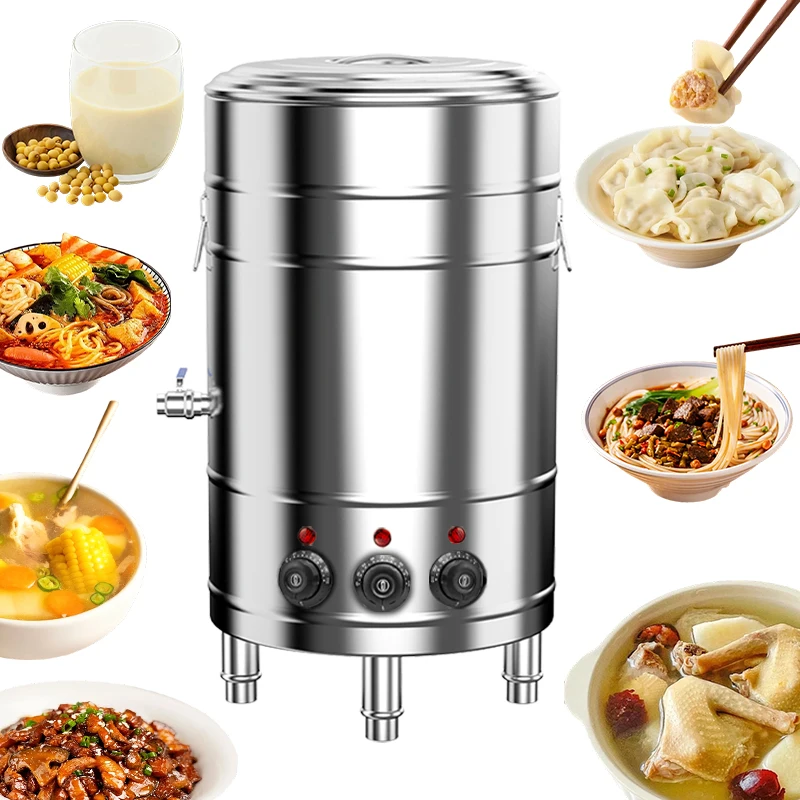Customizable Commercial 100L Stainless Steel 220V Motor Slow Steam Cooker Soup Machine Pot with Lid for Restaurant