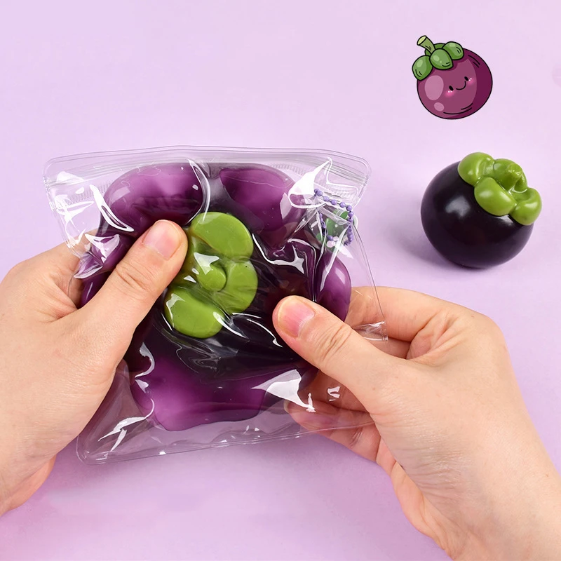 Simulated Mangosteen Squeeze Toy Slow Rising Anxiety Stress Relief Fruit Fidget Toy New Stress Ball Toy Birthday Holiday Gift