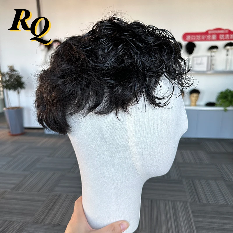 Pre-Cut Q6 Toupee For Men Lace & PU Base Human Hair System Unit Toupee Wig For Men Durable Male Hair Prosthesis Men\'s Wigs