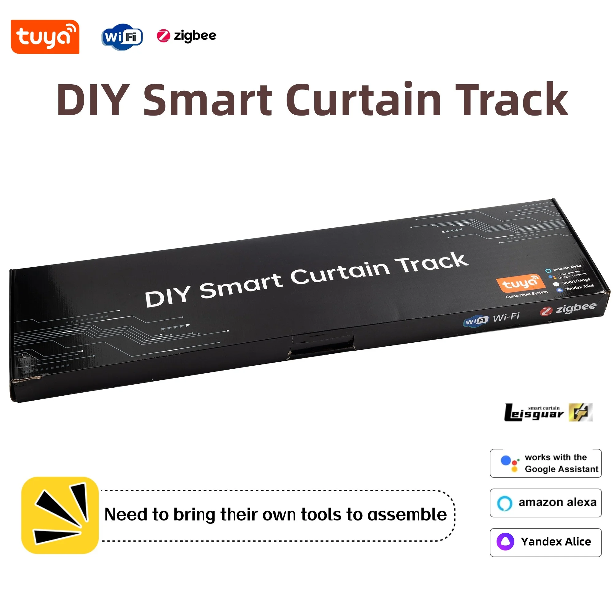 Leisguar Smart Curtain Track Set, Tuya, Wi-Fi, Zigbee, DIY, aplicável a todas as janelas dentro de 5m