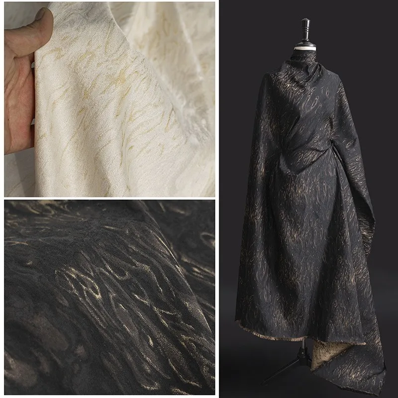 Dark-patterned flowing blended jacquard fabric for Chinese-style clothing Hanfu suits and dresses