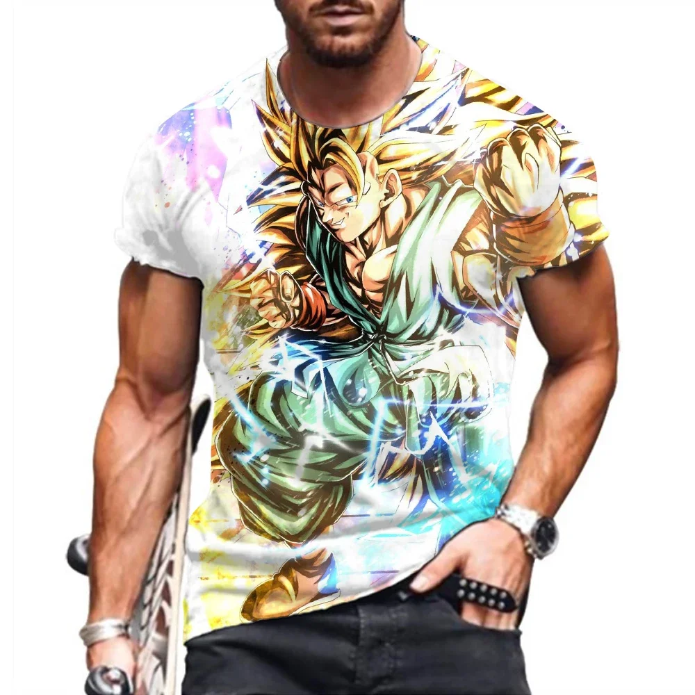 Goku Vegeta Dragon Ball Z Men's T-Shirt Saiyan O-collar Trend Majin Buu Summer Oversized Short Sleeved Tops Streetwear Harajuku