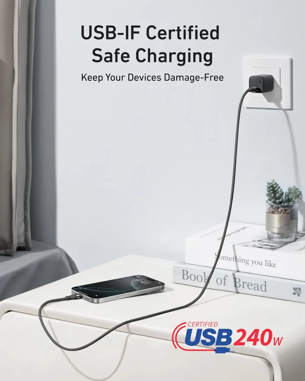 Kabel USB-C do USB-C Anker A82E2 (0,9 m / 1,8 m, 240W, Oplot z recyklingu) Szybka ładowarka typu C do iPhone 17/17Pro/17 Air — zdjęcie produktu 6