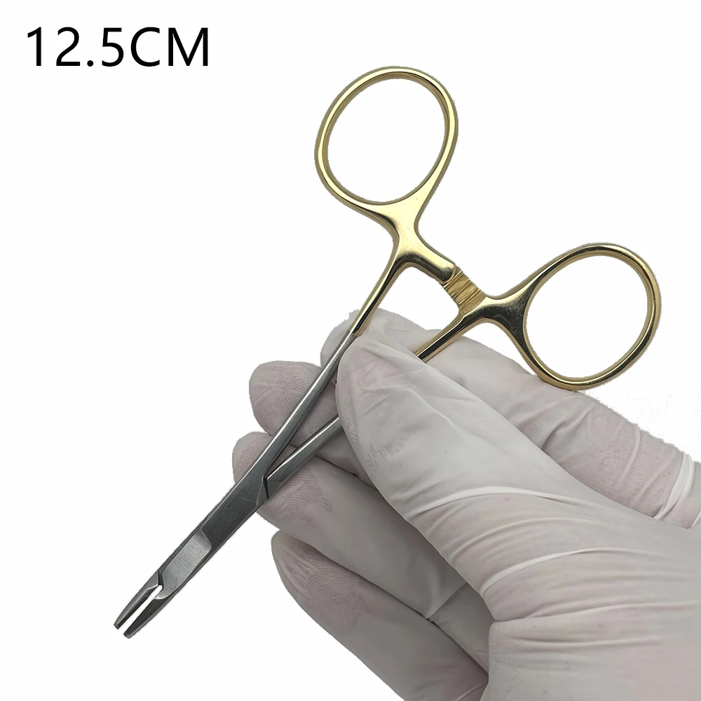 1PC Needle Holder Plier TC Head Reusable Stainless Steel Gold Plated Handle Orthodontic Forcep Dental Surgical Instrument tool