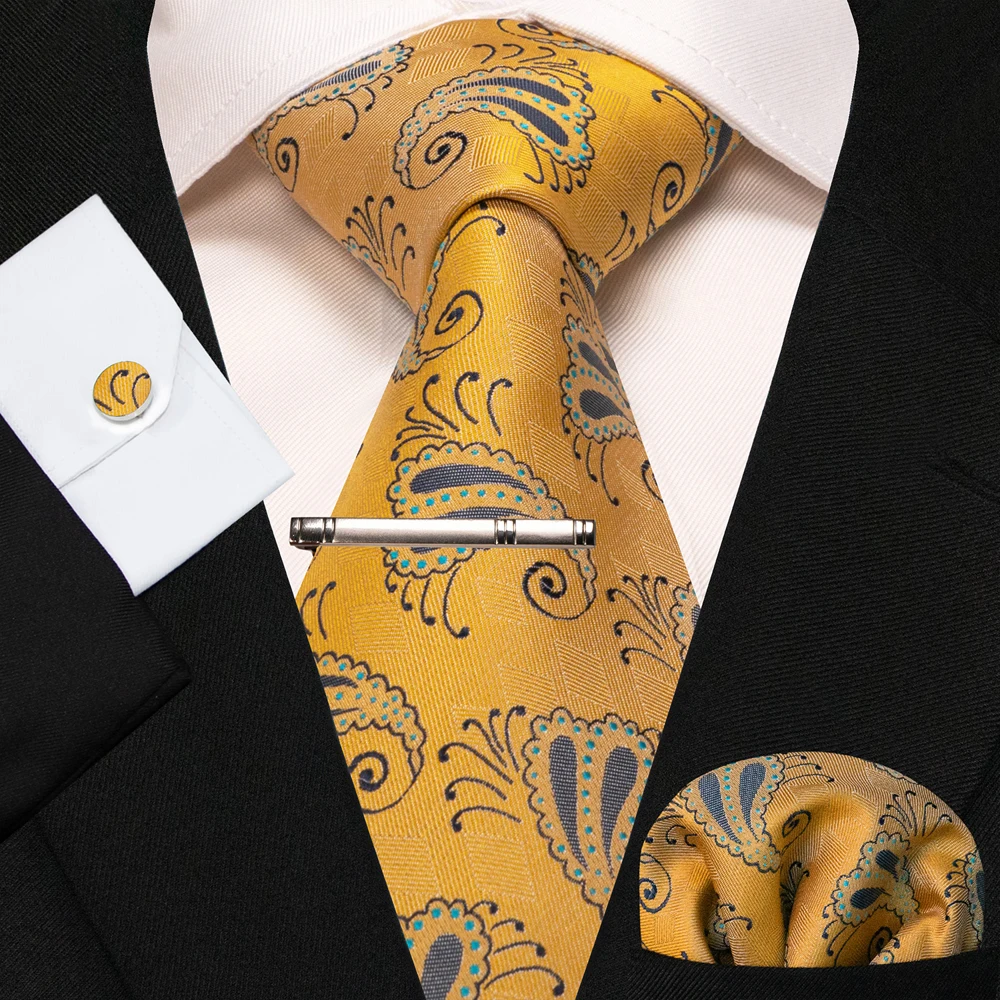 8cm Seidenkrawatten für Herren, grün-schwarze Krawatten, kariert, gestreift, Krawatten-Set mit Einstecktuch, Manschettenknöpfen und Krawattenklammern, für Hochzeit, Business, Party. – Detail 11