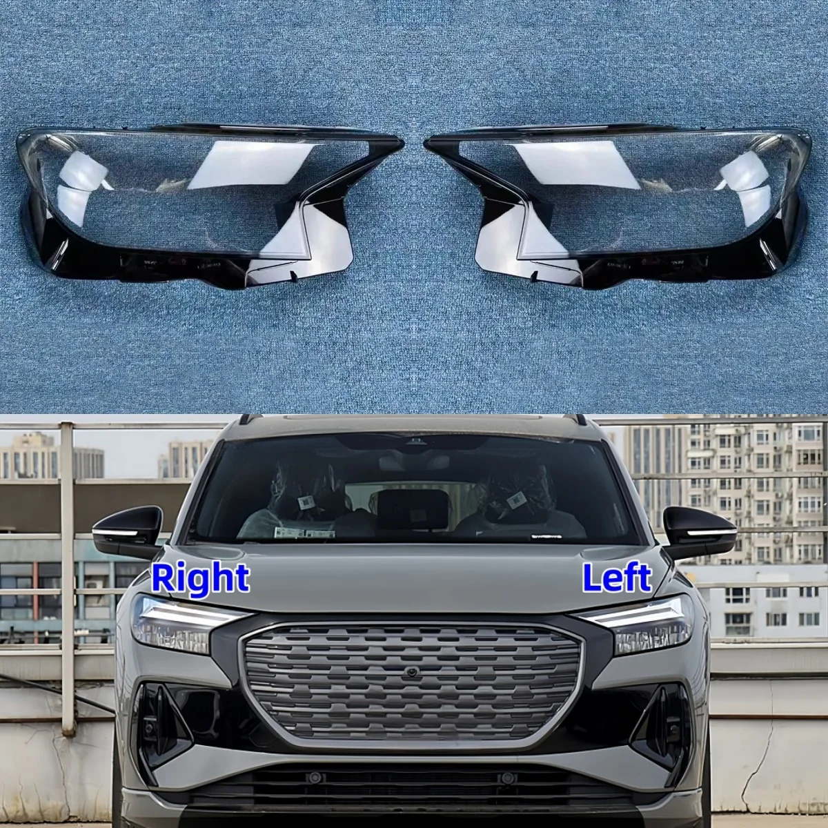 

For Audi Q4 e-tron 2022 2023 Car Front Headlight Cover Lampshade Lampcover Head Lamp light Covers glass Shell