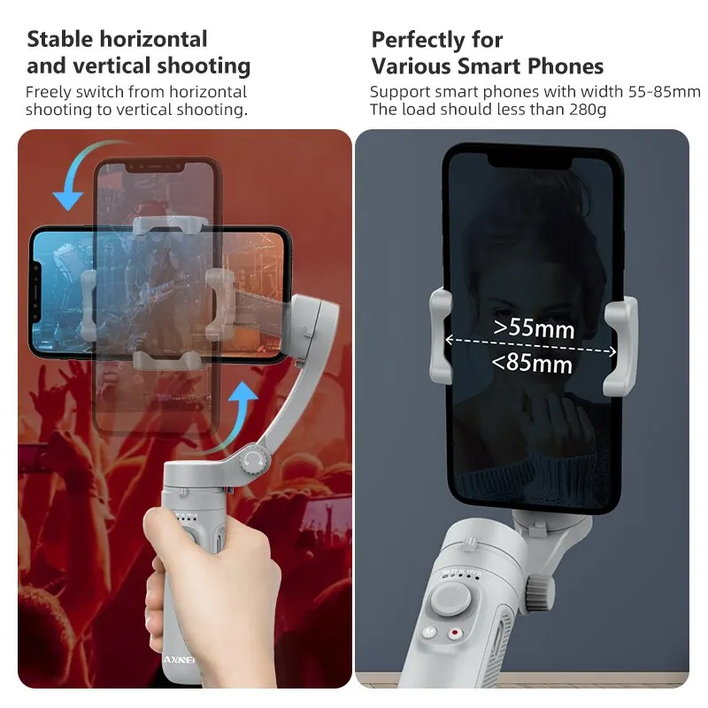 AXNEN HQ3 3-osiowy stabilizator gimbala do smartfona, przenośnego nagrywania wideo telefonu, Android iPhone Tiktok Vlog stabilizator telefonu komórkowego