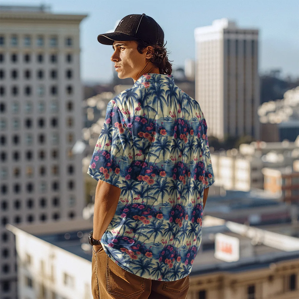 2026 Independent Site New Men's Short-Sleeve Collared Shirt Short-Sleeve Summer Fashion Beach Hawaiian Short-Sleeve Shirt
