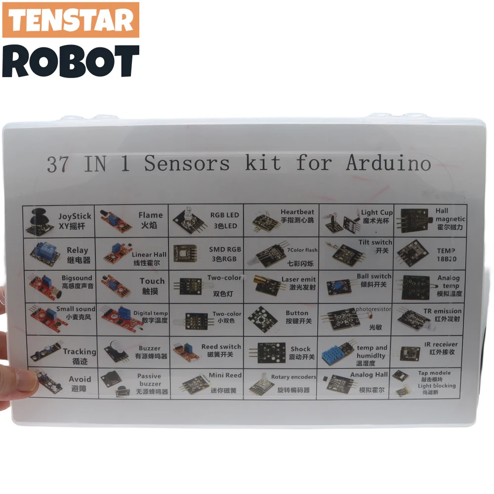 Zestawy czujników 37 w 1 dla początkujących Arduino Zestaw czujników zawiera joystick RGB Światłoczuły enkoder obrotowy Unikanie przeszkód