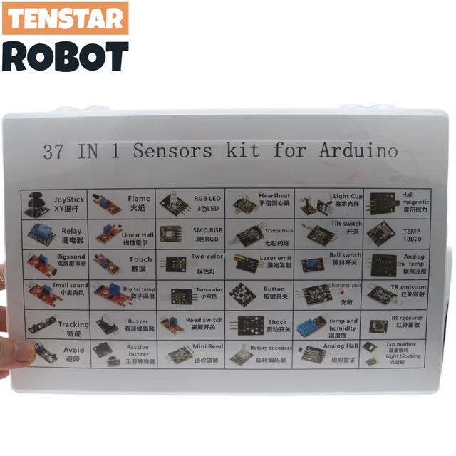 Zestawy czujników 37 w 1 dla początkujących Arduino Zestaw czujników zawiera joystick RGB Światłoczuły enkoder obrotowy Unikanie przeszkód