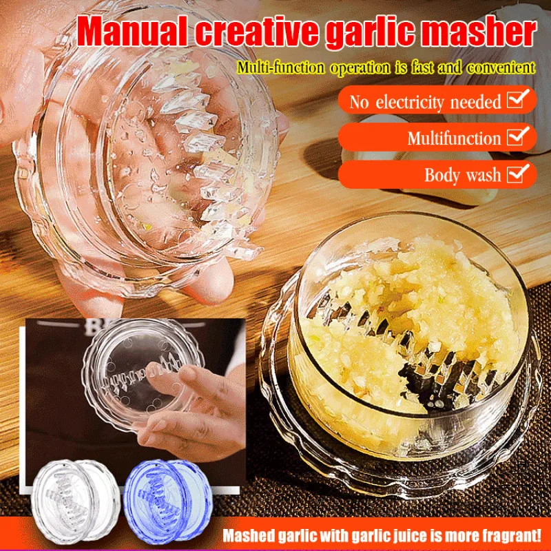 

Home Kitchen Garlic Crusher Box, Plastic Ginger Garlic Grinding Tool, Creative Manual Mincer Masher, Durable Easy to Clean