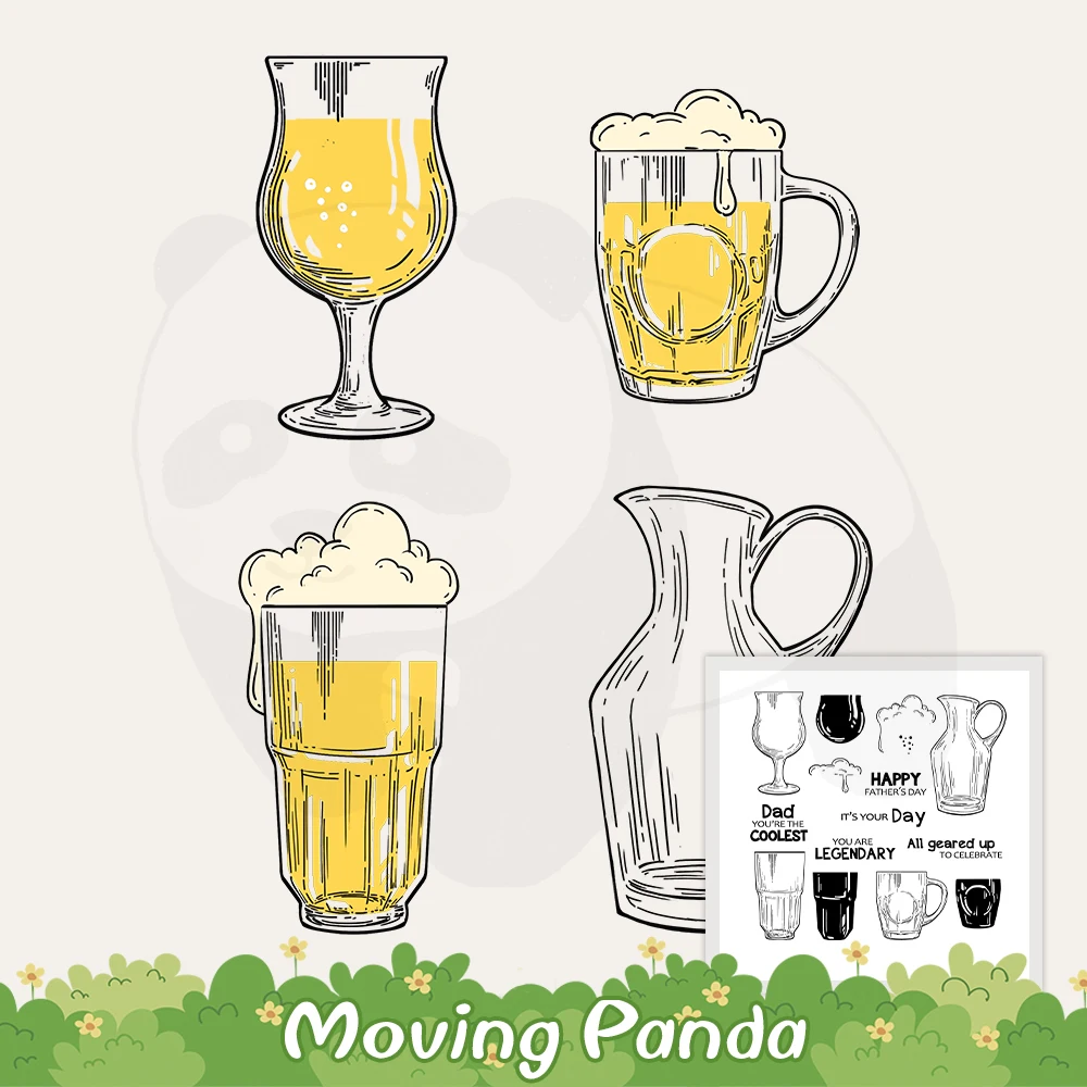 ขวดแก้วเบียร์ไวน์ด้วยความเย็นสำหรับฤดูร้อนแสตมป์ใสสำหรับติดรูปที่ตัดลายกระดาษทำมือแสตมป์ซิลิโคนแม่พิมพ์โลหะสำหรับตกแต่งบัตร