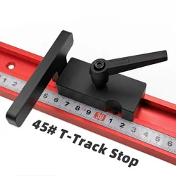 T Track Stop Block Woodworking Aluminum Alloy Chute blocker Stopper DIY Miter Track Sliding flip Block for 45 Type T-Track Scale