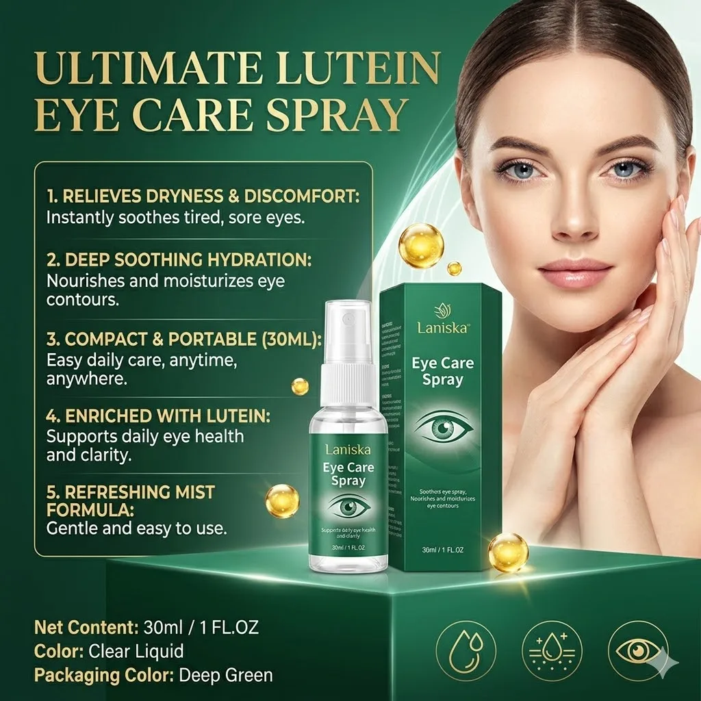 30ml Lutein Eye Care Mist - Soothing Refreshing Spray for Digital Eye Strain Dryness Fatigue Travel-Size Eye Health Supplement