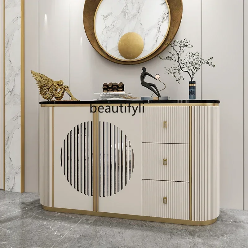 

newLight luxury door cabinet Italian rock slab dining side locker living room foyer partition decorative side cabinet