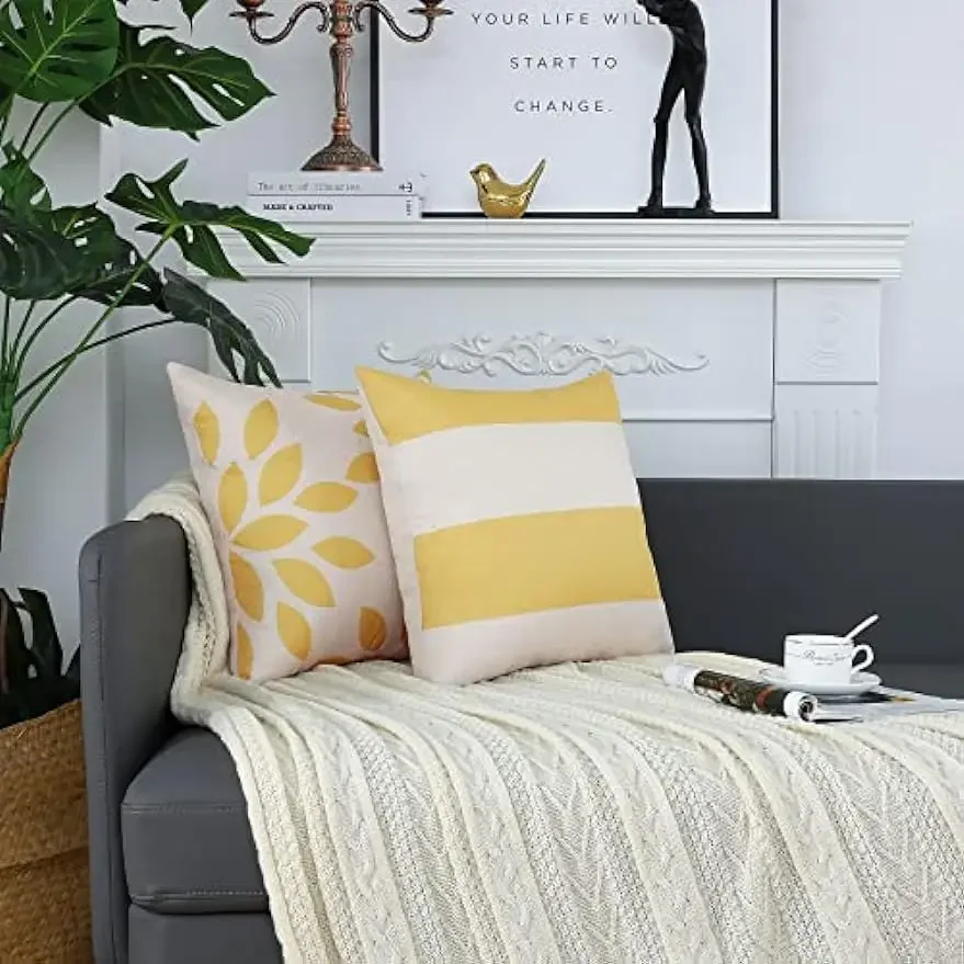 Cushion cover 45x45 cm square golden yellow geometric modern decorative cushion cover for pillows living room sofa home decor