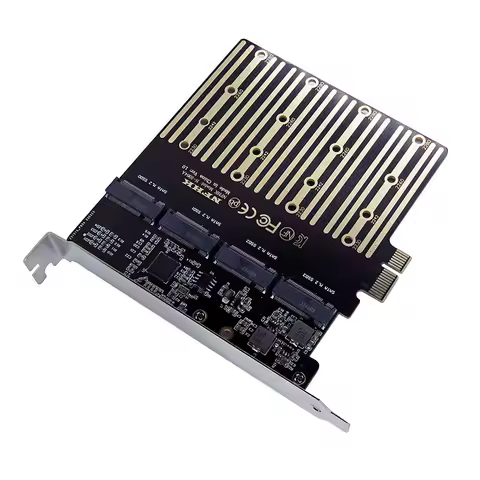 PCIE to M2 Adapter PCI Express X1 3.0 4 Port B Key M.2 NGFF SATA SSD Adapter PCI-E M.2 Adapter Expansion Card Riser