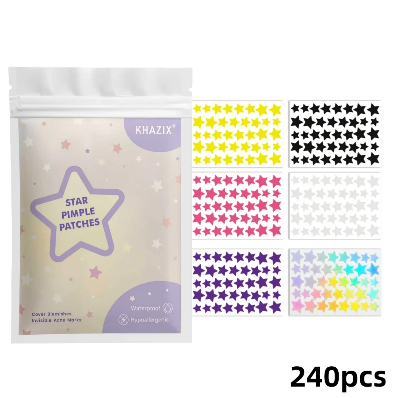 240 Patchs Étoiles Hydrocolloïdes pour le Visage, Absorbants, à l'Arbre à Thé, Patchs Anti-Acné Hydrocolloïdes, Étoiles Mignonnes