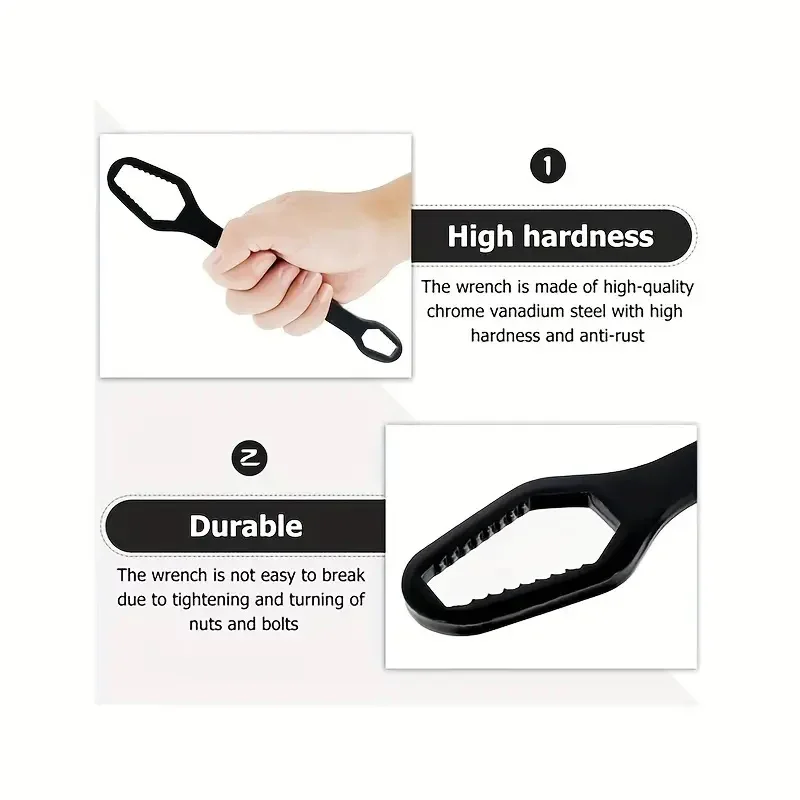 1pc Universal Double-head Wrench Multi-functional Non-slip Household Tools Self-tightening Adjustable Wrench Portable Hand Tool