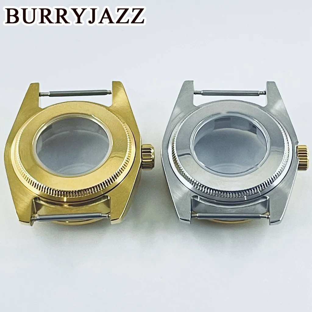 BURRYJAZZ 31mm NH05 NH06 Watch Case Gold Stainless Steel Case With Sapphire Crysta Waterproof