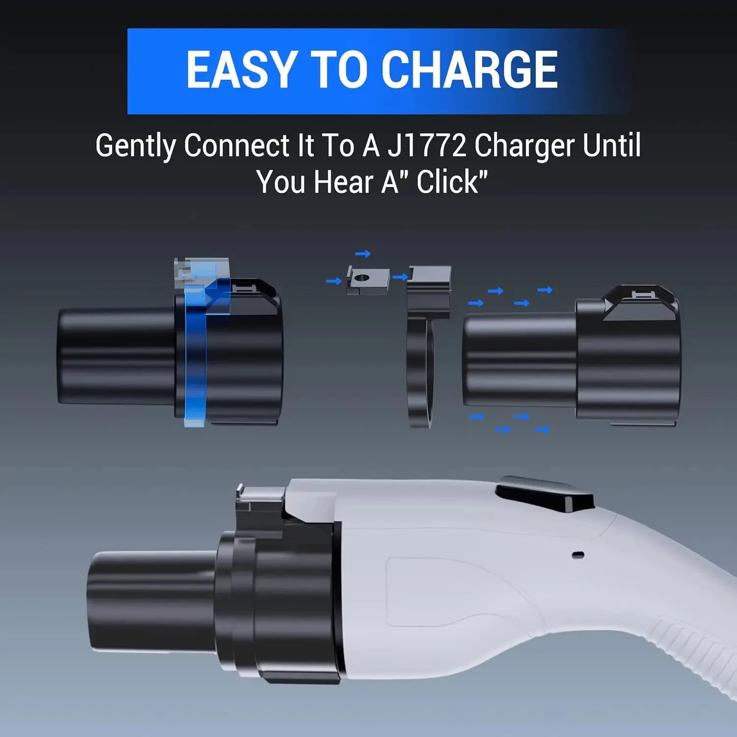 J1772 Charging Adapter for Tesla Model 3 Y S X, 80A/240 VAC, Optimal Fit, Easy Setup (J1772 to Tesla)