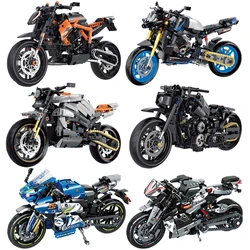 Hot Speed Champions GP Tournament Motorcycles Model Building Blocks Classical Modern Moto Dirt Bike Racing Sets Kids Toys Gifts