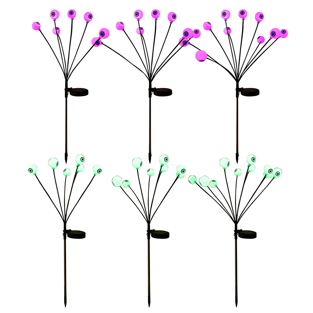 ديكور الهالوين في الهواء الطلق ضوء عين مخيف بالطاقة الشمسية 6/8/10LED ضوء مسار الهالوين الشمسي يدوم حتى 20 ساعة ديكور حفلات الهالوين