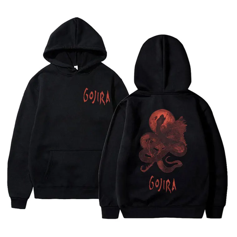 Metal Band Gojira Pullover From Mars To Sirius Flying Whales Snake Graphic Hoodie Men Women Fashion Oversized Hooded Sweatshirt