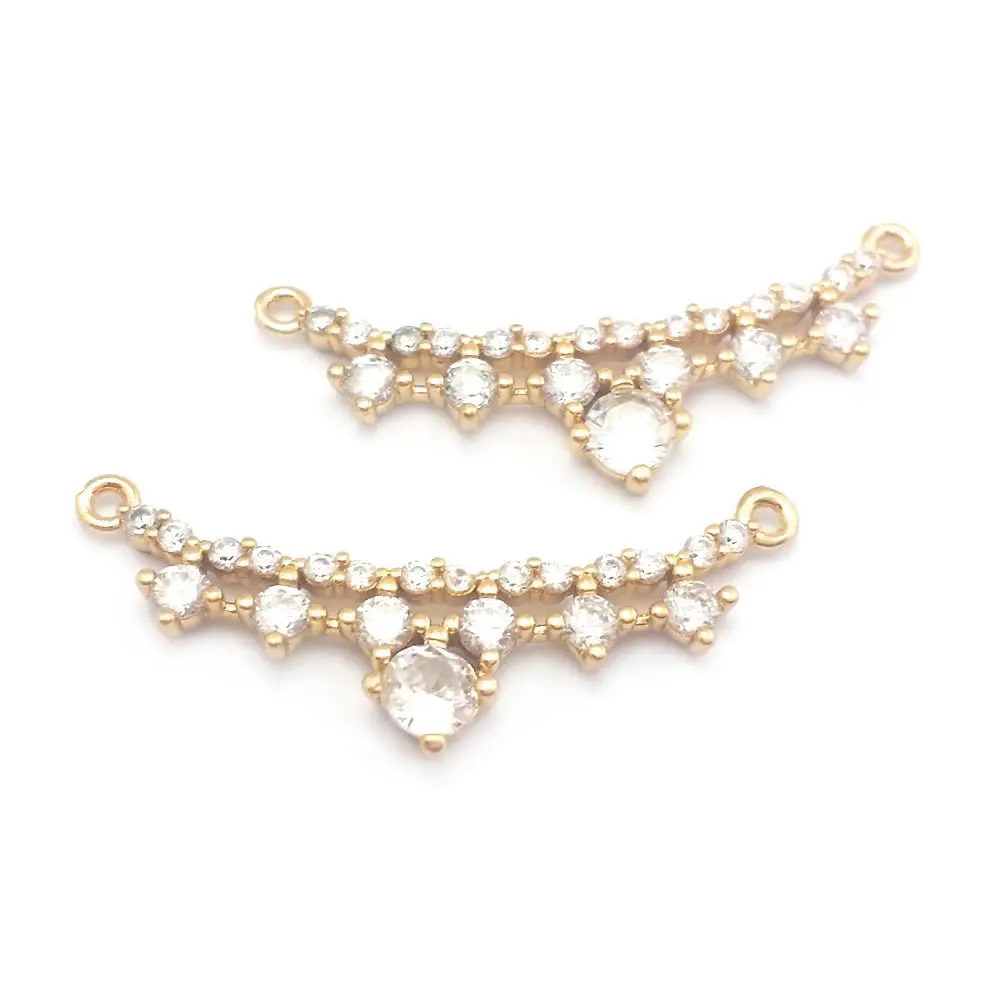 18K Gold Color Brass and Zircon 2 Holes Connect Charms Pendants High Quality Diy Jewelry Making Supplies Necklace Accessories