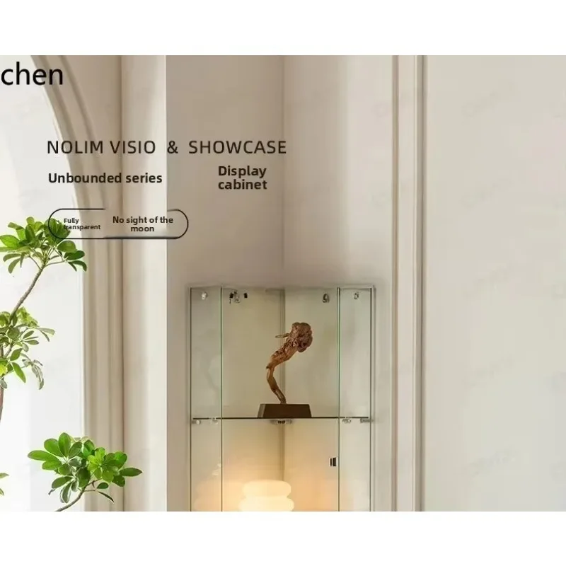 BJ-1 Glass Corner Display Cabinet Light Luxury Living Room Wall-Mounted Triangle Wine Cabinet Corner Display Shelf
