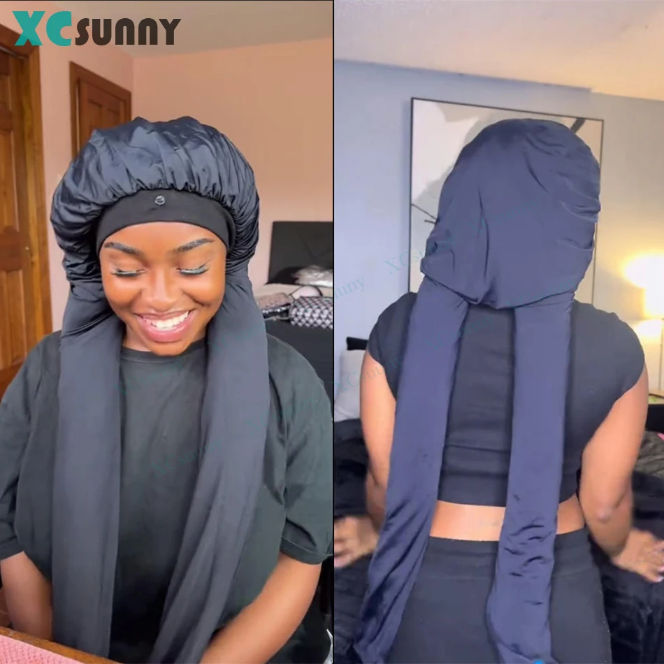 

Pantyhose Bonnet for Braids 2 in 1 Long Hair Bonnet for Sleeping Protection with Two Sleeves Night Cap for Women