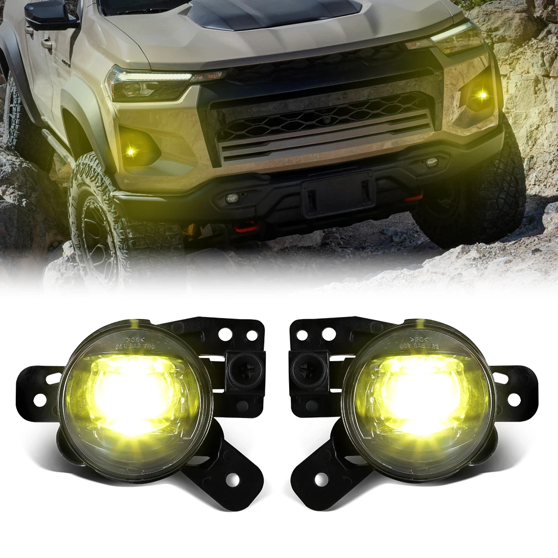 

LED Fog Lamp for Chevrolet Colorado 2023 2024 Yellow Car Accessories with Daytime Running Light ABS Housing PC Lens IP67