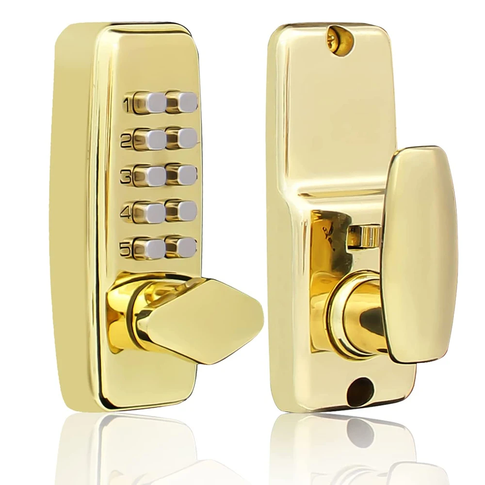 Zinc Alloy Keyless Door Lock Mechanical Combination Safety Code for Home Handle Hardware 3 Color 1Pcs(Gold)