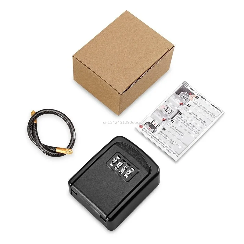Key Lock Box 4 Digit Combination Key Safe Box Waterproof Key Storage Lock Box with Removable Chain  Security Anti-theft