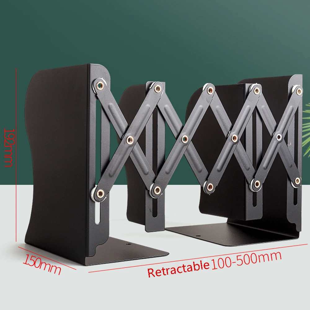 Adjustable Metal Bookends Heavy Duty, Expandable Anti-Slip Book Ends for Desk Shelf, 2 Dividers up to 19 Inches, Office Home 2 p