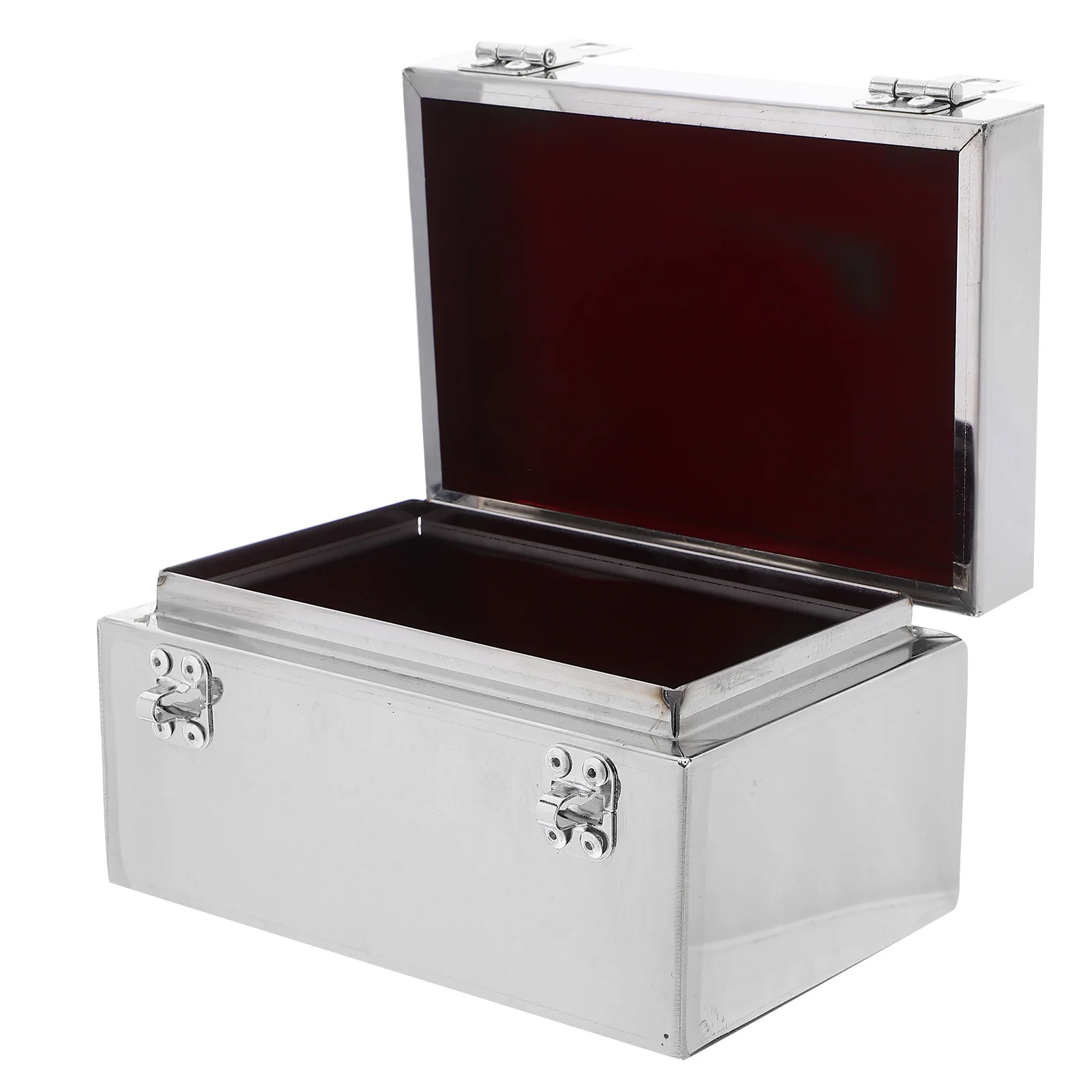 

Stainless Steel Toolbox Money Container Locking Storage Tote Cash Boxes Security Chest Tin