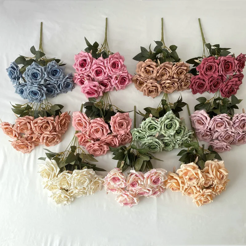 41CM 7-Fork Silk Screen Rose Artificial Flower Wedding Living Room Decoration Bouquet