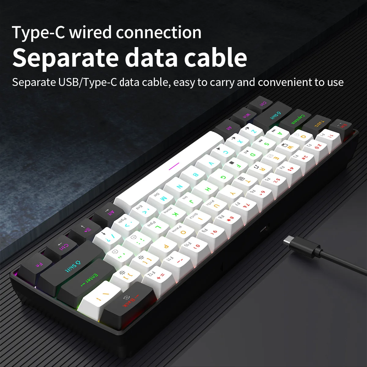 Mechanical Keyboard Gamer 60% Mini 6 1Keys Backlit PC Switches Keyboards Portable Wired Cute Laptop Key Board Teclado Mecanico