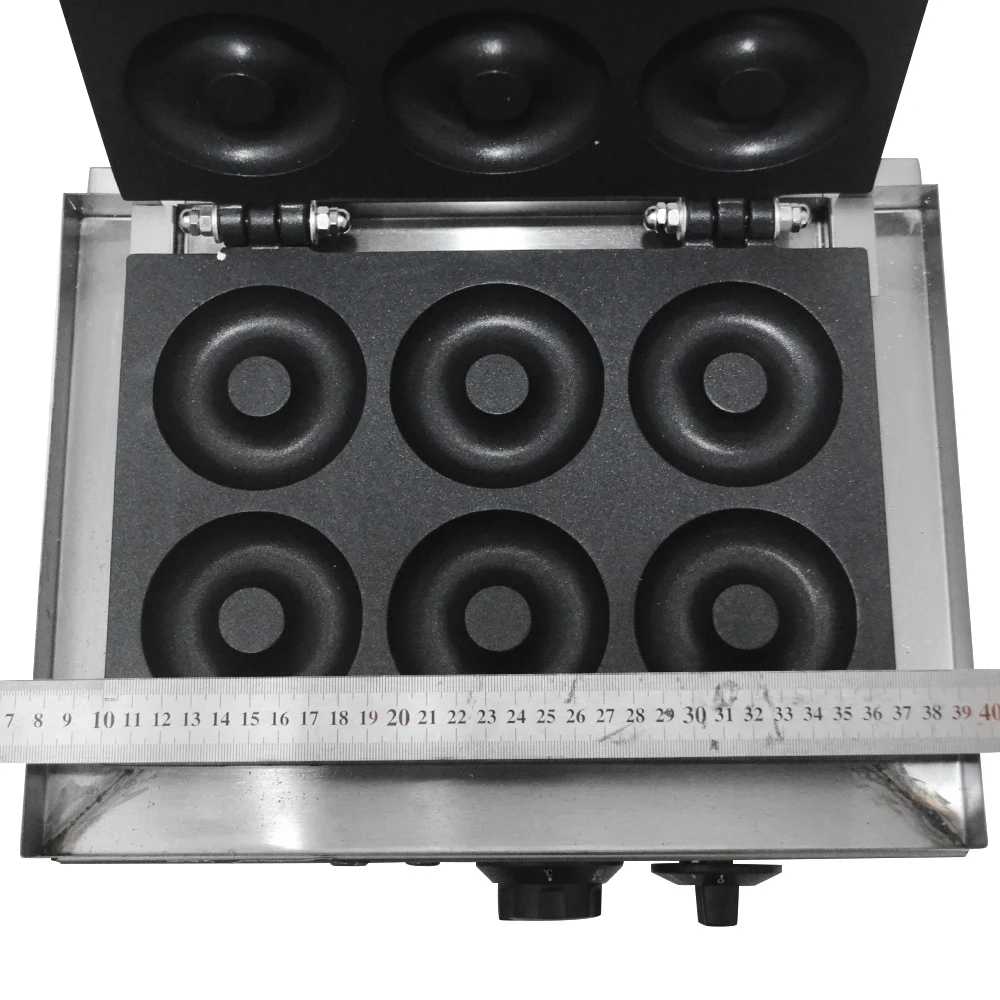 XEOLEO 상업용 도넛 메이커 6개 도넛 제조기 전기 1500W 자동 스테인레스 스틸 원형 링 도넛 와플