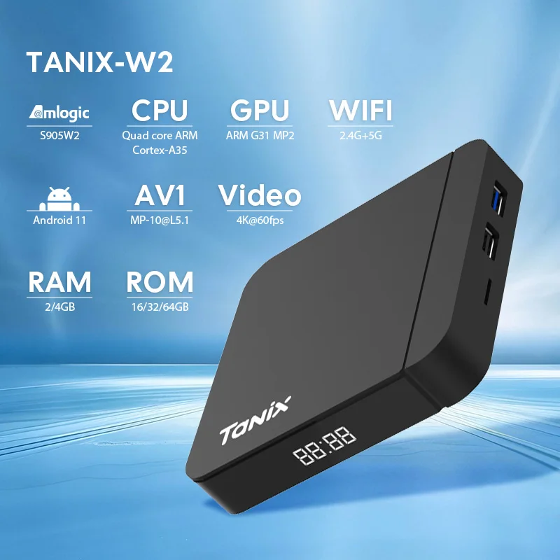 Tanix W2 Android 11 TV-Box Amlogic S905W2 4G/64G AV1 BT TVBOX 2,4G&5G Dual Wifi 4K HD Set-Top-Box Media Player 2G/16G oder Fernbedienung