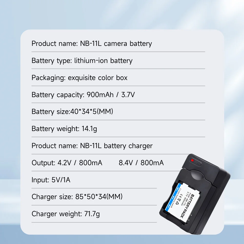 NB-11L NB 11L NB-11LH Digital Camera Battery + Charger for Canon PowerShot A2400 A2500 A2600 A3400 A3500 A4000 IS