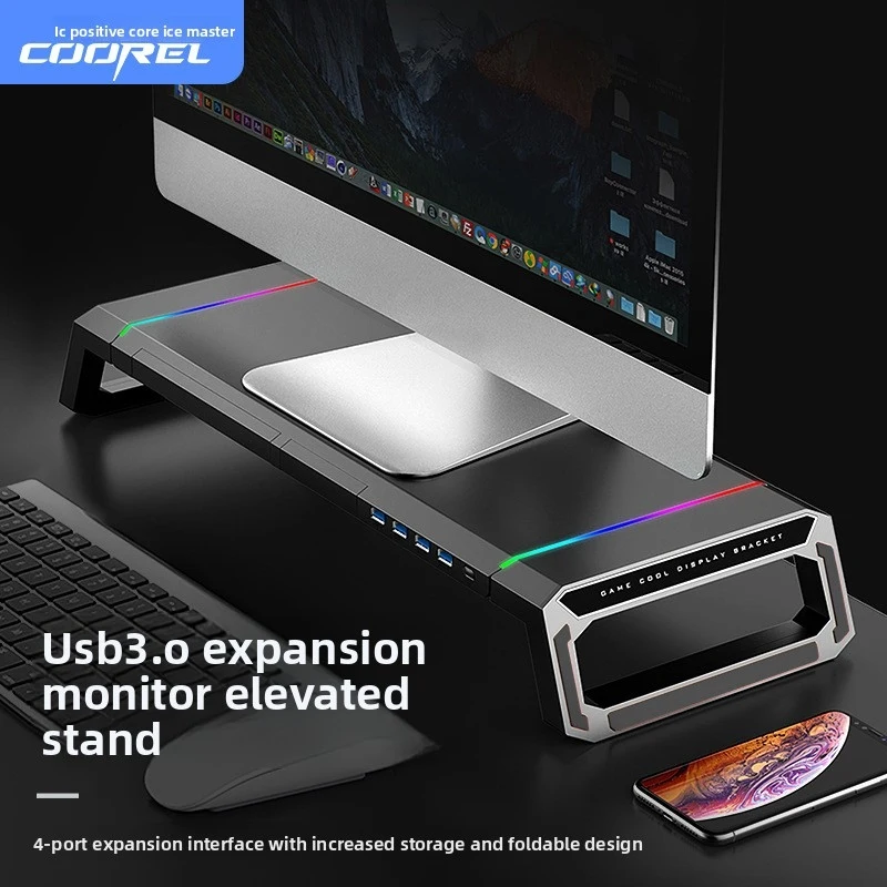 Multifunctional Monitor Stand Height Adjustable Desktop Riser with USB Port Storage Organizer Laptop