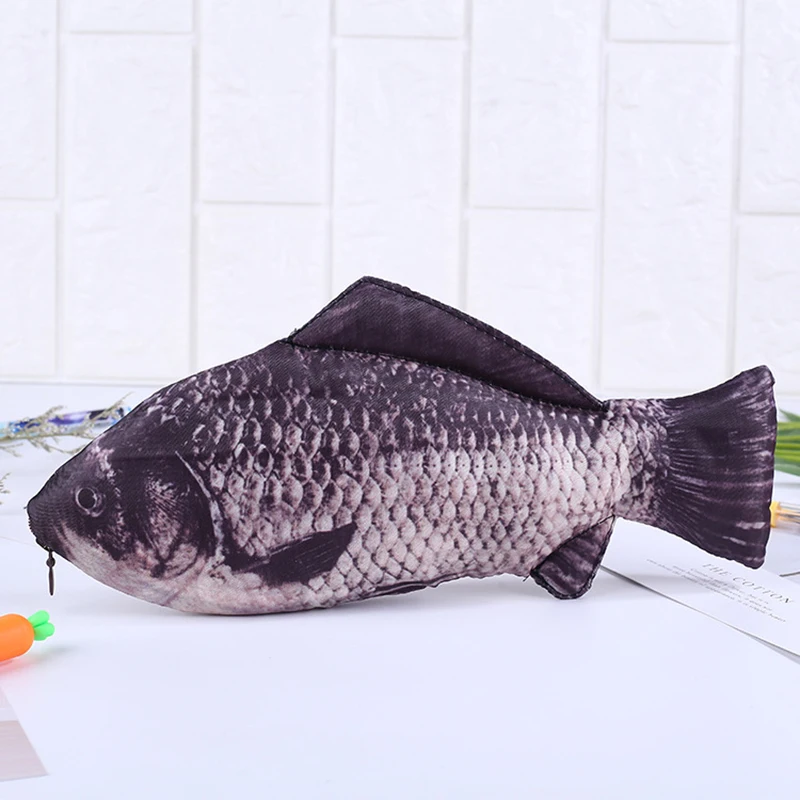 Realistic Carp Pen Bag  Fish Shape Make-up Pouch Pen Pencil Case With Zipper Makeup Pouch Wash Funny Handbag Casual Gift