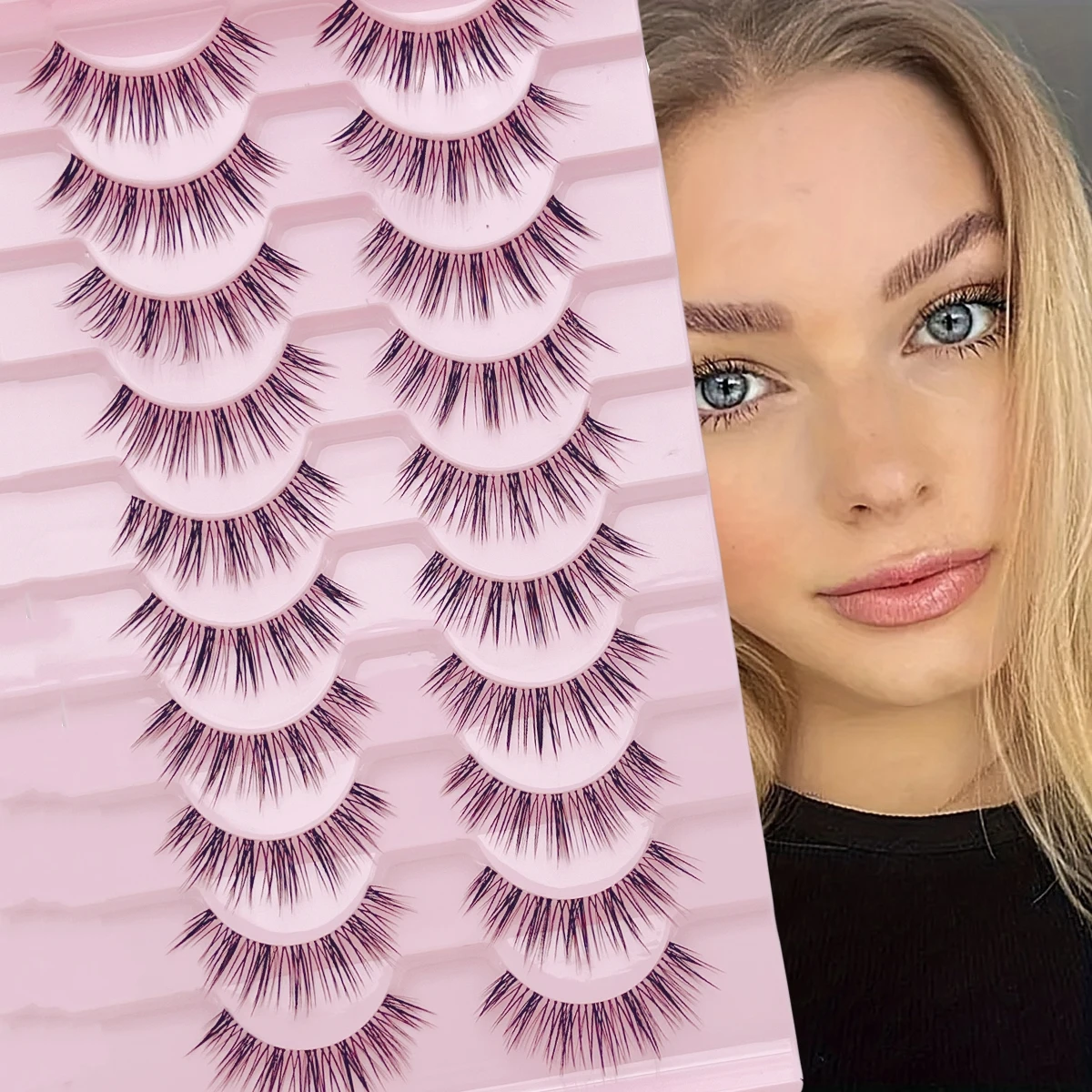 Ciglia Fasle Ciglia finte naturali sottili Coda di pesce Stile incrociato Fascia trasparente Soffici ciglia lunghe Strumenti per il trucco degli occhi 10 Pa