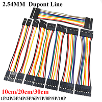 10PCS 2.54MM Jumper Wire Dupont Line Female To Female 1P/2P/3P/4P/5P/6P/7P/8P/9P/10P 10cm/20cm/30cm Length 26AWG