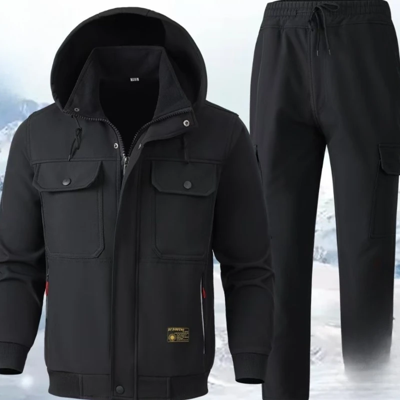 Conjunto de Ropa de Trabajo Gruesa con Forro Polar para Otoño-Invierno 2026, Uniforme de Trabajo para Hombre, Resistente al Desgaste, Impermeable, para Exteriores