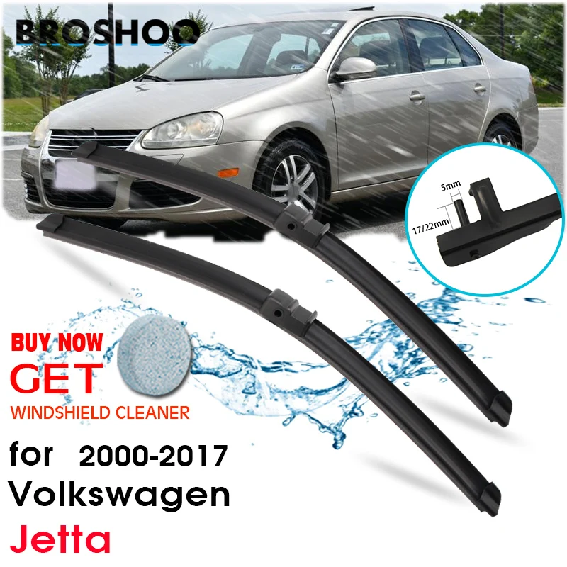 

BROSHOO Car Wipers Blades For Volkswagen Jetta A5 A6 Model Year From 2000 To 2017 Fit Standard Hook/Push Button/Side Pin Arms