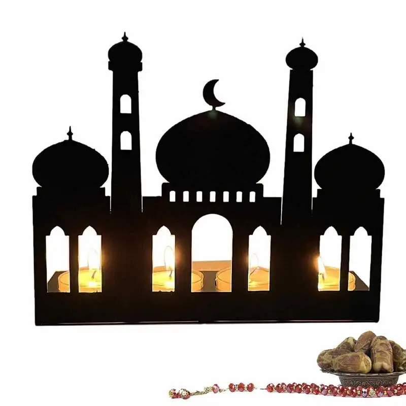 Castle Candle Holder With Moon Star Candlestick Wrought Iron Candelabra For Eid Decorations Indoor Wedding Dinning Party