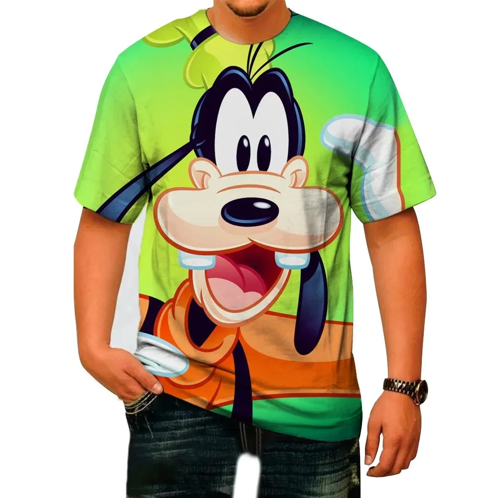 Mingchuang Premium Cartoon Disney Pluto 2024 Summer 3D Digital Printing Men's T-Shirt Crew Neck Men's and Women's Breathable Y2K