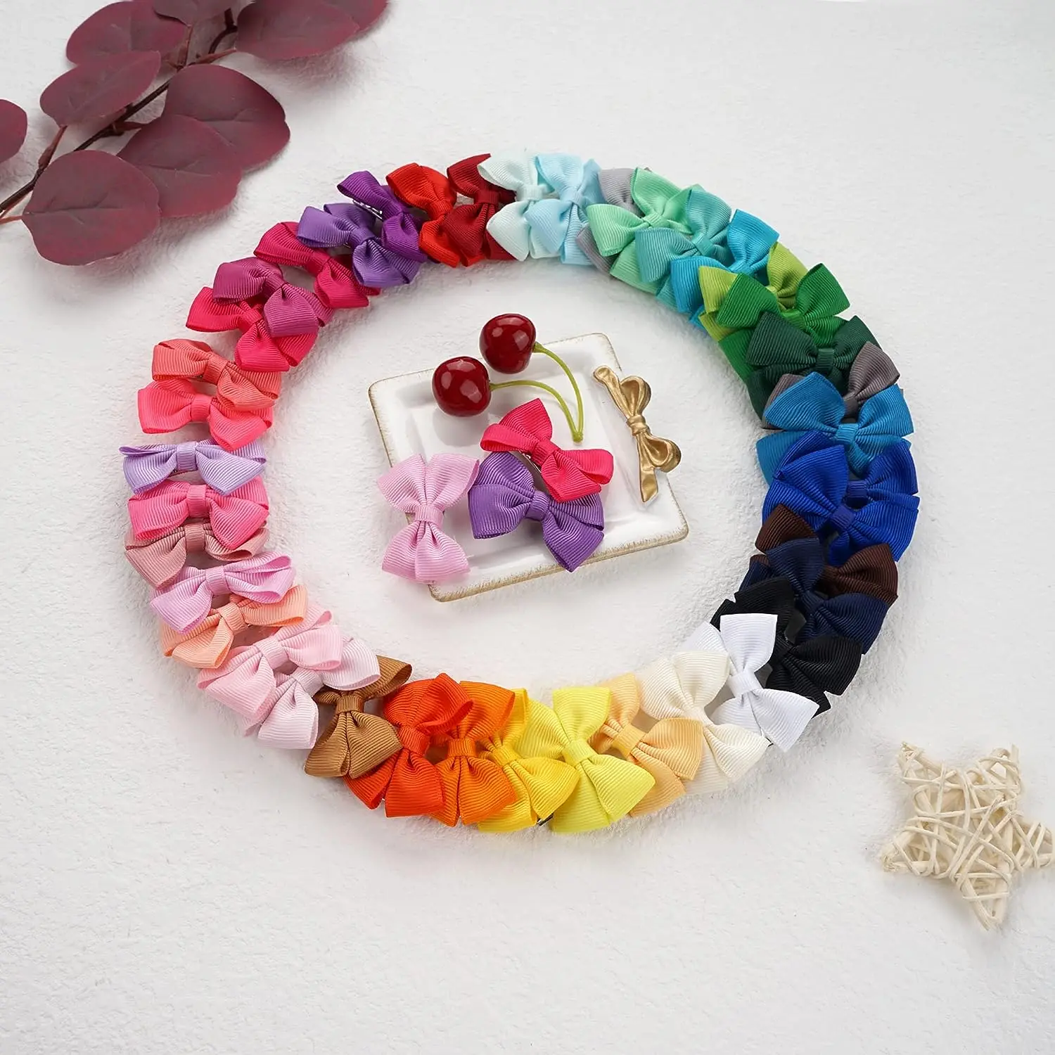 40pcs Solid Hair Bows Clips Baby Girls Kids Hair Clips Headwear Hair Accessories Gifts Wholesales